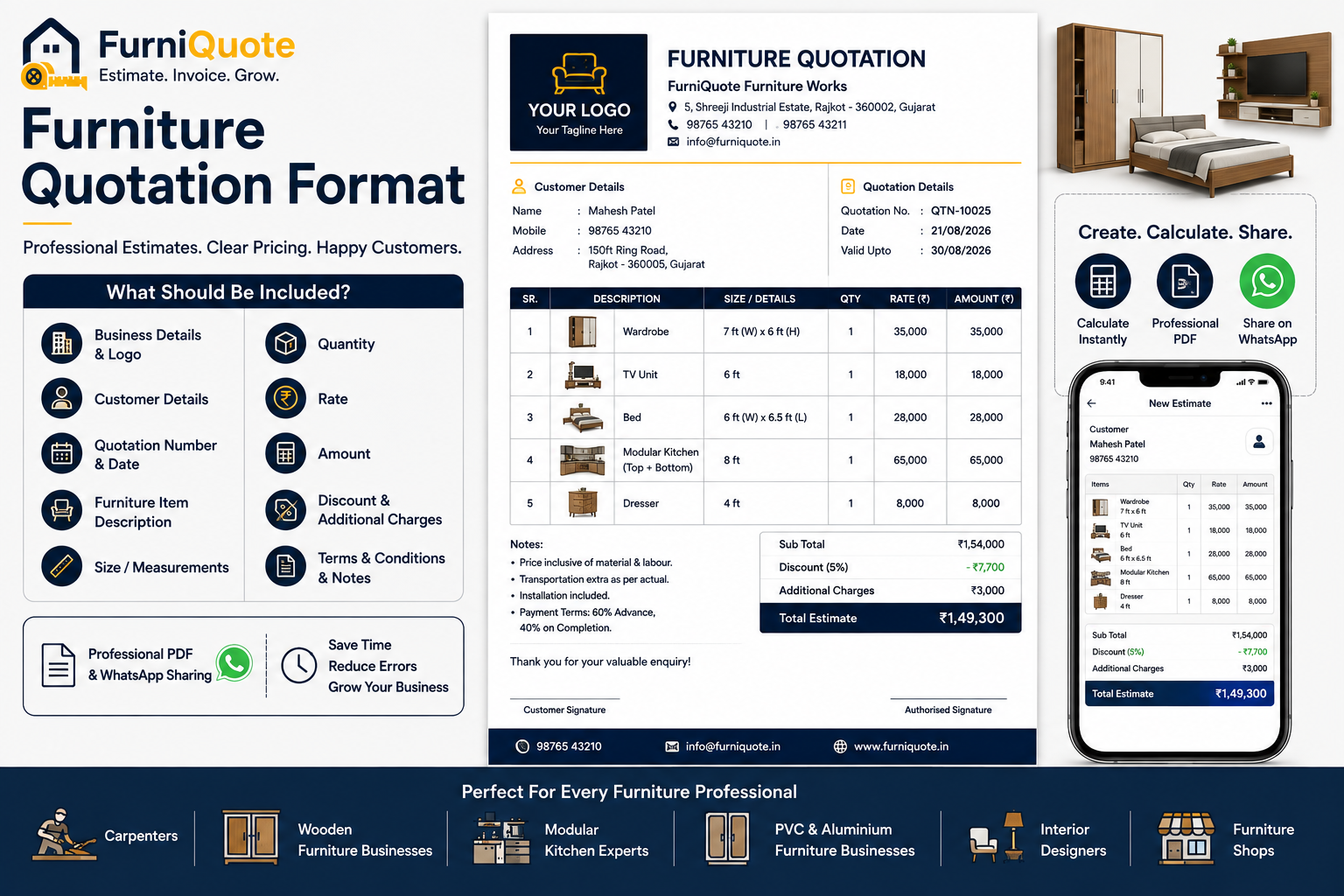 Furniture Quotation Format: Create Professional Furniture Estimates & Quotes