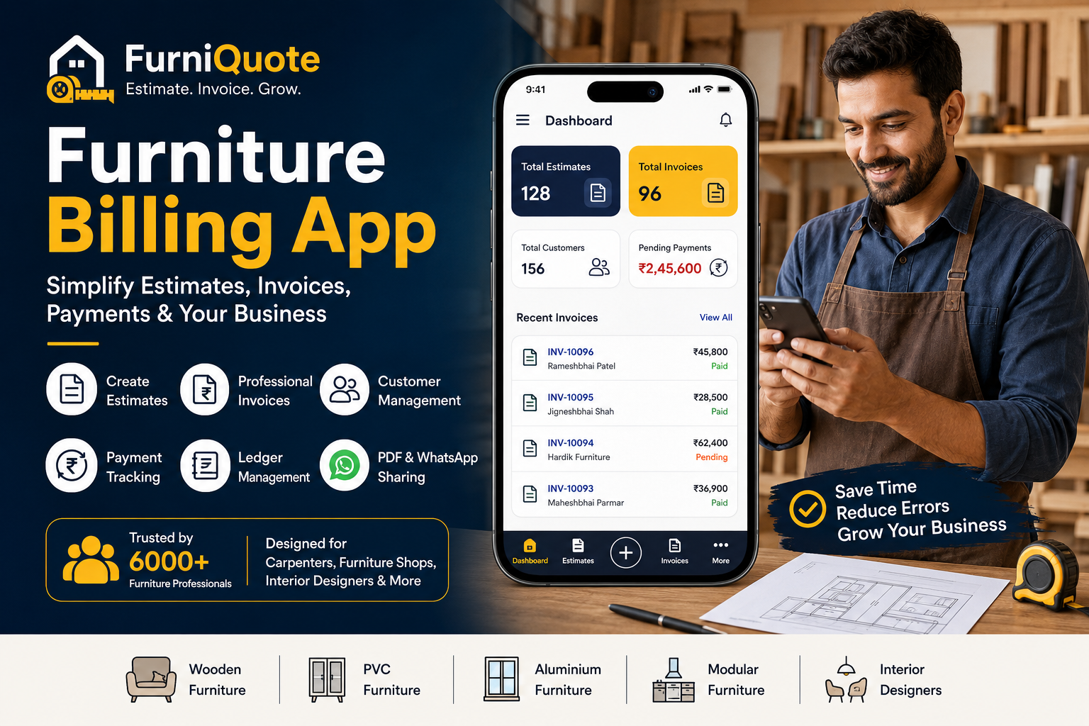 Furniture Billing App: Simplify Billing, Estimates, Payments & Furniture Business Management